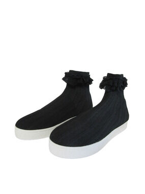 Opening Ceremony Bobby Ruffled Knit Sock Sneakers Black White Platform EU40 NIB